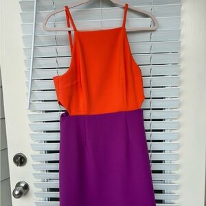 French Connection Orange and Purple Sheath Dress Spaghetti Strap